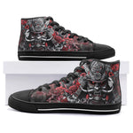 High-Top Canvas Shoes Samurai Armor in Black and Red