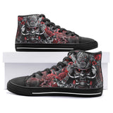 High-Top Canvas Shoes Samurai Armor in Black and Red
