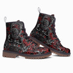 Leather Boots Samurai Armor in Black and Red