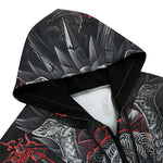 Men's Zip Up Hoodie Samurai Armor in Black and Red