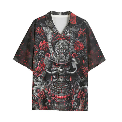 Hawaiian Shirt Samurai Armor in Black and Red
