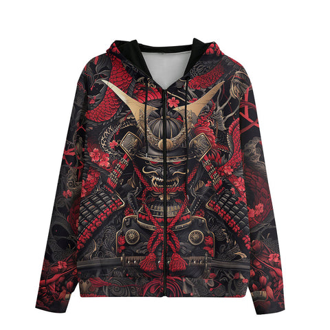 Men's Zip Up Hoodie Japanese Samurai Collage