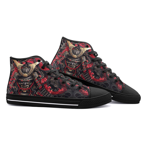 High-Top Canvas Shoes Japanese Samurai Collage
