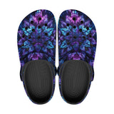 Classic Clogs Vibrant Neon Blue and Purple Leaves