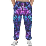 Men's Sweatpants Vibrant Neon Blue and Purple Leaves