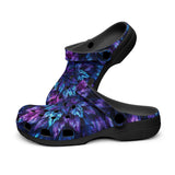 Classic Clogs Vibrant Neon Blue and Purple Leaves