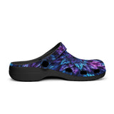 Classic Clogs Vibrant Neon Blue and Purple Leaves