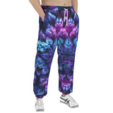 Men's Sweatpants Vibrant Neon Blue and Purple Leaves