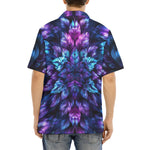 Hawaiian Shirt Vibrant Neon Blue and Purple Leaves