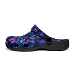 Classic Clogs Vibrant Neon Blue and Purple Leaves