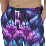 Men's Sweatpants Vibrant Neon Blue and Purple Leaves