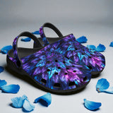 Classic Clogs Vibrant Neon Blue and Purple Leaves
