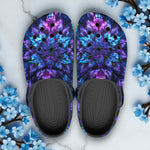 Classic Clogs Vibrant Neon Blue and Purple Leaves