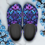 Classic Clogs Vibrant Neon Blue and Purple Leaves