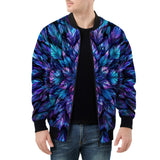 Bomber Jacket Neon Leaves Glowing Edges