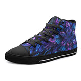 High-Top Canvas Shoes Neon Leaves Glowing Edges