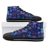 High-Top Canvas Shoes Neon Leaves Glowing Edges