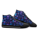 High-Top Canvas Shoes Neon Leaves Glowing Edges