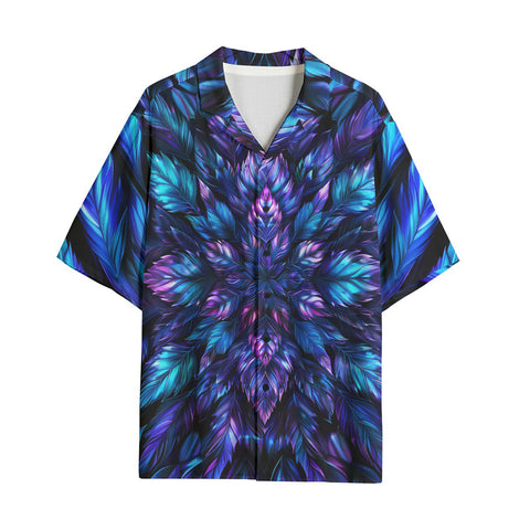 Hawaiian Shirt Neon Leaves Glowing Edges