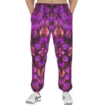 Men's Sweatpants Purple Neon Leaves