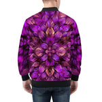 Bomber Jacket Purple Neon Leaves