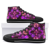 High-Top Canvas Shoes Purple Neon Leaves