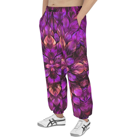 Men's Sweatpants Purple Neon Leaves