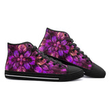 High-Top Canvas Shoes Purple Neon Leaves