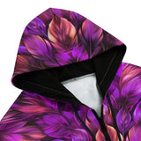 Men's Zip Up Hoodie Purple Neon Leaves