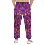 Men's Sweatpants Purple Neon Leaves