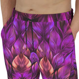 Men's Sweatpants Purple Neon Leaves