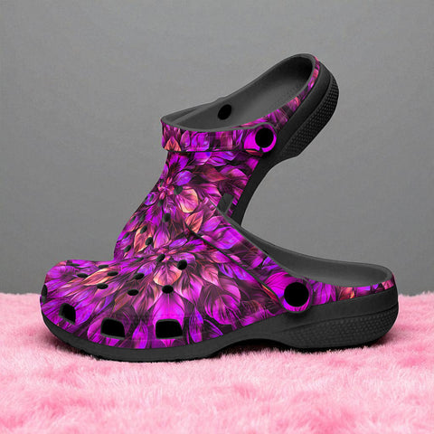 Classic Clogs Purple Neon Leaves