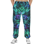 Men's Sweatpants Blue and Green Neon Leaves