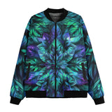 Bomber Jacket Blue and Green Neon Leaves