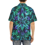 Hawaiian Shirt Blue and Green Neon Leaves