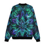Bomber Jacket Blue and Green Neon Leaves