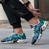 Air Cushion Sneakers Blue and Green Neon Leaves
