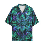 Hawaiian Shirt Blue and Green Neon Leaves
