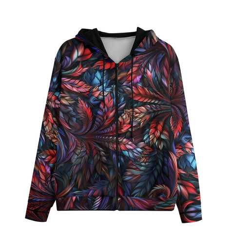 Men's Zip Up Hoodie Stained Glass Fractal Design