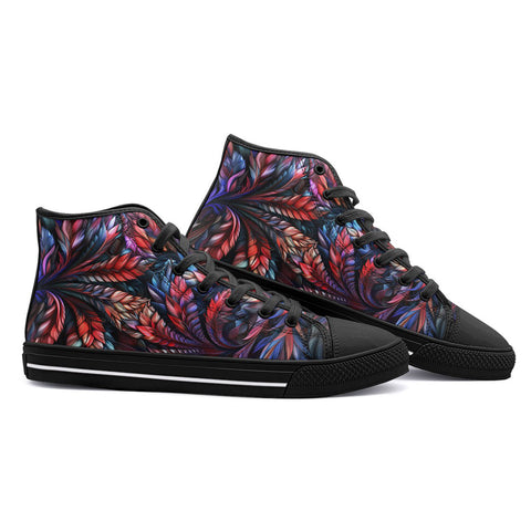 High-Top Canvas Shoes Stained Glass Fractal Design