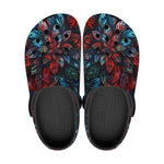 Classic Clogs Neon Leaves Vibrant Reds and Blue