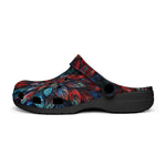 Classic Clogs Neon Leaves Vibrant Reds and Blue