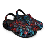 Classic Clogs Neon Leaves Vibrant Reds and Blue