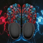 Classic Clogs Neon Leaves Vibrant Reds and Blue