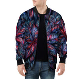 Bomber Jacket Neon Flower Colorful Leaves