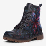 Leather Boots Neon Flower Colorful Leaves