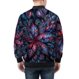 Bomber Jacket Neon Flower Colorful Leaves