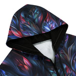 Men's Zip Up Hoodie Neon Flower Colorful Leaves