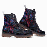 Leather Boots Neon Flower Colorful Leaves