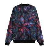 Bomber Jacket Neon Flower Colorful Leaves